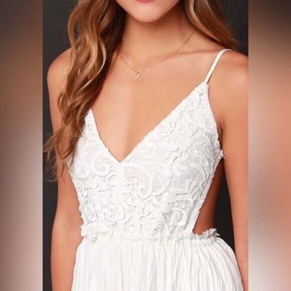 Lulus Snowy Meadow Crocheted Ivory Maxi Dress XL A001472 - Picture 4 of 12